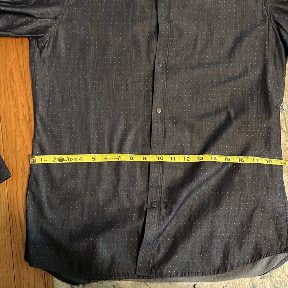 Kenneth Cole Blue Chambray Super Slim Fit Snap Front Shirt - Picture 6 of 16